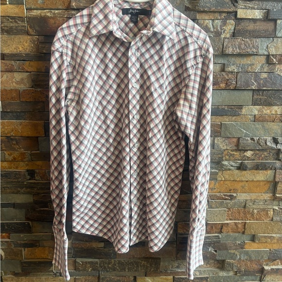 Sean John Men's Red, Grey and White Checkered Shirt - Picture 2 of 7
